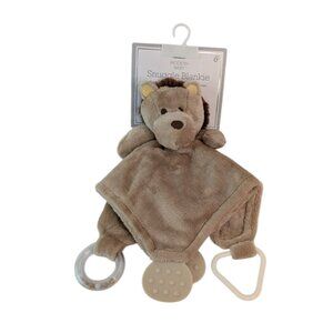 Modern Baby Snuggle Blankie Lion Lovey Brown Security Blanket Teether Rattle NWT